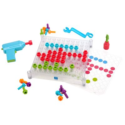 Educational Insights Design & Drill See-Through Creative Workshop - Construction Toys & Toddler Tools, Kids Tool Set with Real Electric Drill Toy, Take Apart Set, Toddler Building Toys for Ages 3+