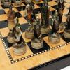 Skeleton Slayer Gothic Skull Chess Set W/High Gloss Dark Walnut & Birdseye Maple Color Board view 1