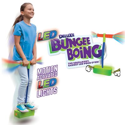 Geospace Jumparoo Deluxe LED Bungee Boing Foam Bouncing Toy - The Squeakiest, Easiest Pogo Ever! for Kids 3 Years & Up