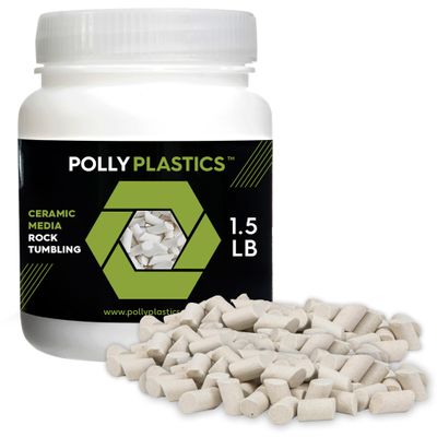 Polly Plastics Rock Tumbling Ceramic Filler Media (Large Cylinder Size) Non-Abrasive Ceramic Pellets for All Type Tumblers (1.5 lbs)