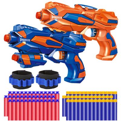 POKONBOY 2 Pack Blaster Guns Toy Guns for Boys with 60 Pack Refill Soft Foam Darts for Kids Birthday Gifts Party Supplies Hand Gun Toys for 6+ Year Old Boys