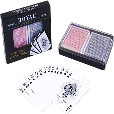 Royal Playing cards 2-Decks Poker Size Royal 100% Plastic Playing Cards Set in Plastic Case