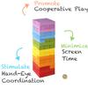 Pidoko Kids Wooden Stacking Building Blocks (49 Pcs) - Colorful Tumbling Blocks Board Games for Family Game Night - Montessori Toys Gifts, Includes Storage Bag view 3