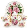 Odoria 1/6 Miniature Porcelain Tea Set 8Pcs Dollhouse Decoration Accessories, Red Rose view 1