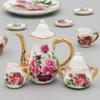 Odoria 1/6 Miniature Porcelain Tea Set 8Pcs Dollhouse Decoration Accessories, Red Rose view 3