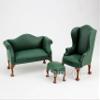 1:12 Scale Green Double Sofa&Chair Set Dollhouse Miniature Furniture view 1
