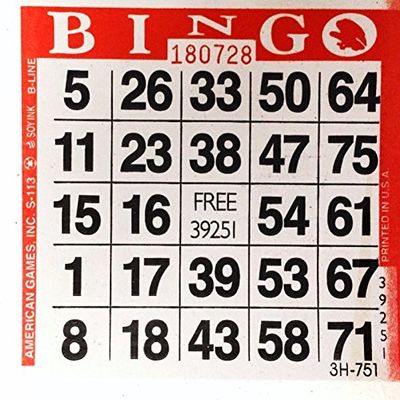 American Games 1 on Red Bingo Paper Cards - 500 Cards per Pack