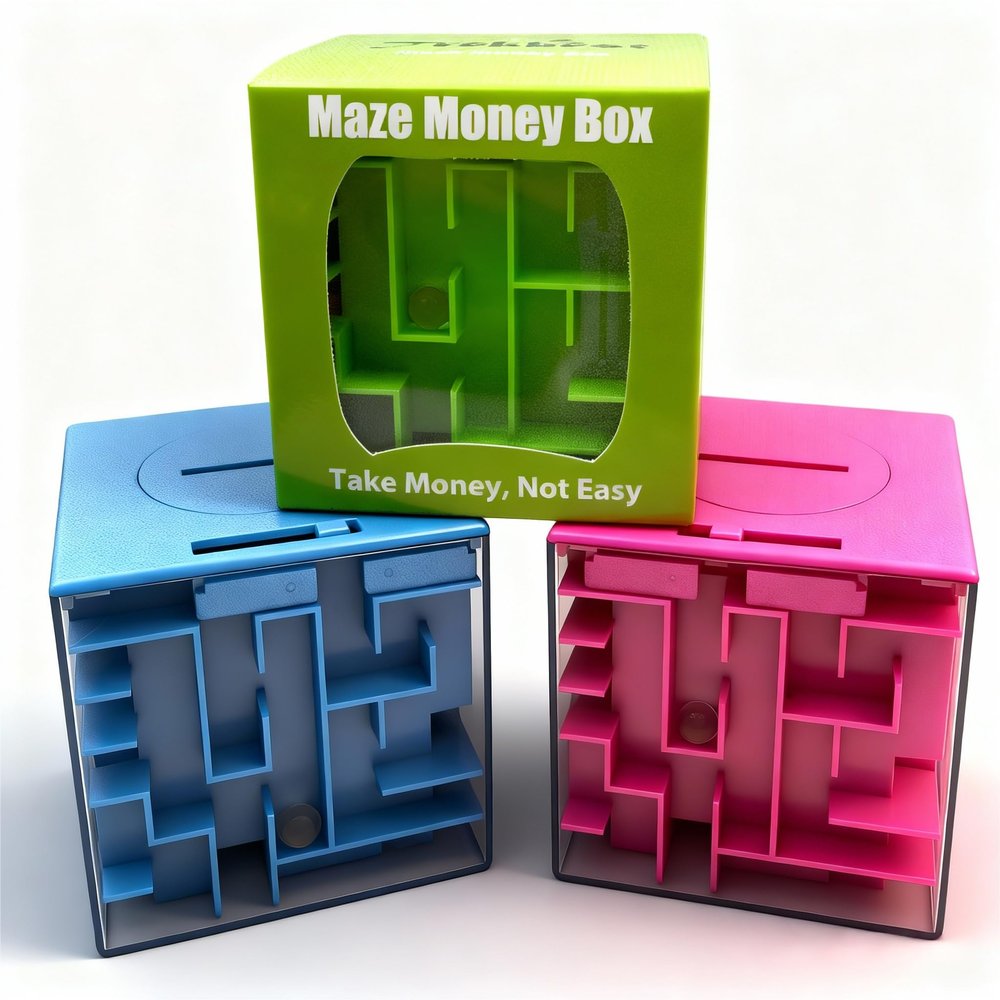 3-Pack Money Maze Puzzle Boxes - Fun and Educational Brain Teasers for Kids and Adults, for Christmas Birthday Holiday