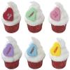 12 Plastic Conversation Heart Valentines Day Cupcake Rings Cake Toppers view 1