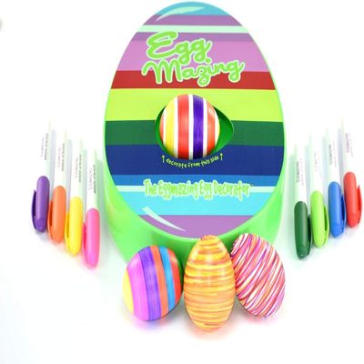 The Eggmazing Egg Decorator The Original Easter Egg Decorator Kit - Arts and Crafts Set - Includes Egg Decorating Spinner and 8 Colorful Quick Drying Non Toxic Markers, Ages 3 and Up