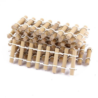 10pcs Bonsai Dollhouse Miniature Garden Decorative Picket Fence 3.5 x 10cm (Wooded Color)