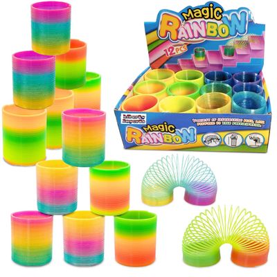 12 Pack Magic Rainbow Springs | Classic Novelty Colorful Rainbow Toy Assorted Bulk | Birthday Party Favors, Bag Fillers, Gift | Birthday Party Favors, Bag Fillers, Gift for Kids (1 Dozen) (3 Inches)