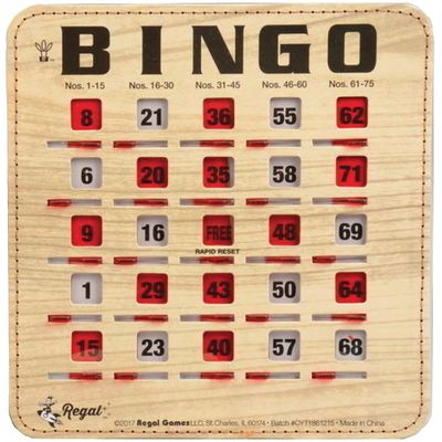 Regal Bingo Bulk Bingo Cards with Sliding Windows - Reusable Bingo Game Cards for Adults Large Group - 10 Pack, Woodgrain
