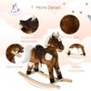Qaba Kids Metal Plush Ride-On Rocking Horse Chair Toy with Nursery Rhyme Music - Dark Brown view 4