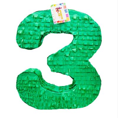 20" Tall Solid Green Number Three Pinata Third Birthday Green Party Supplies