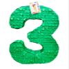 20" Tall Solid Green Number Three Pinata Third Birthday Green Party Supplies view 1