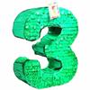 20" Tall Solid Green Number Three Pinata Third Birthday Green Party Supplies view 2