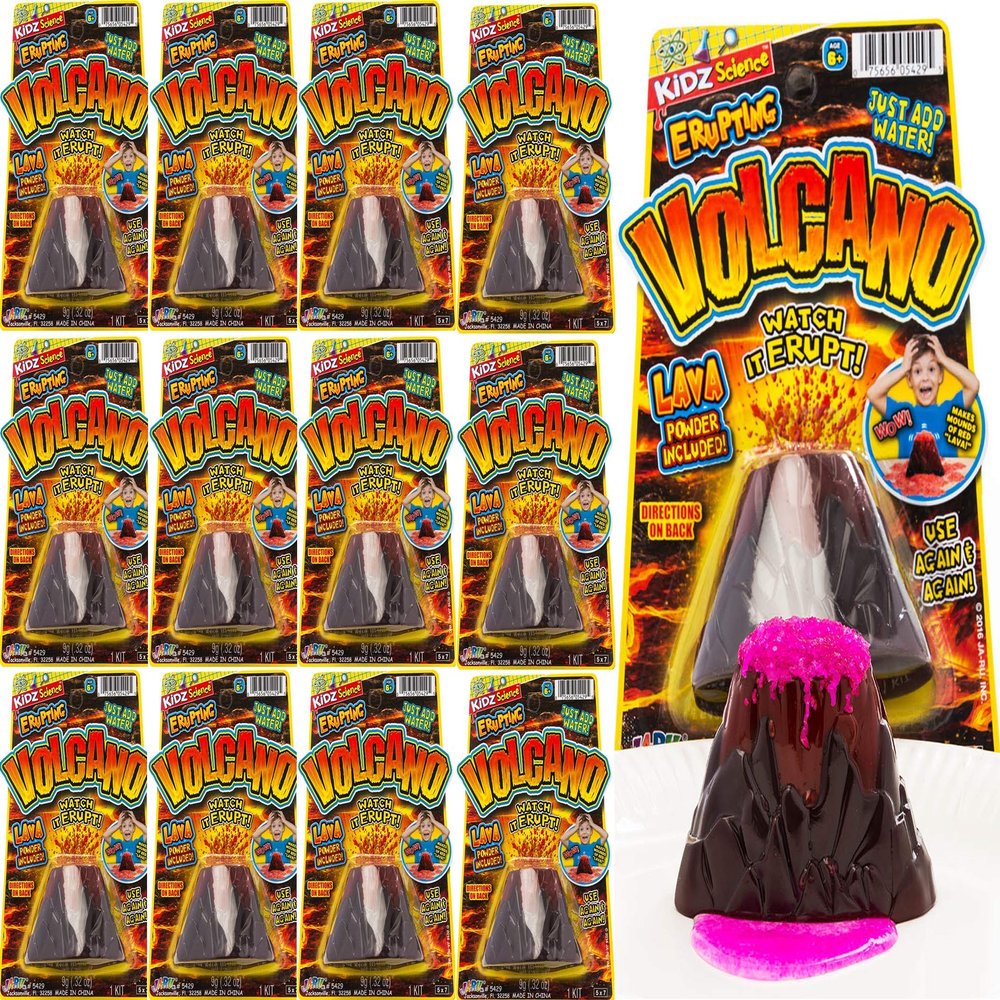 2Chill Small Erupting Volcano Toy (12 Pack) Kids Volcano Science Kit, Educational STEM Toy, Science Experiment Set, Birthday Party Favors & Classroom Prizes. 5429-12p