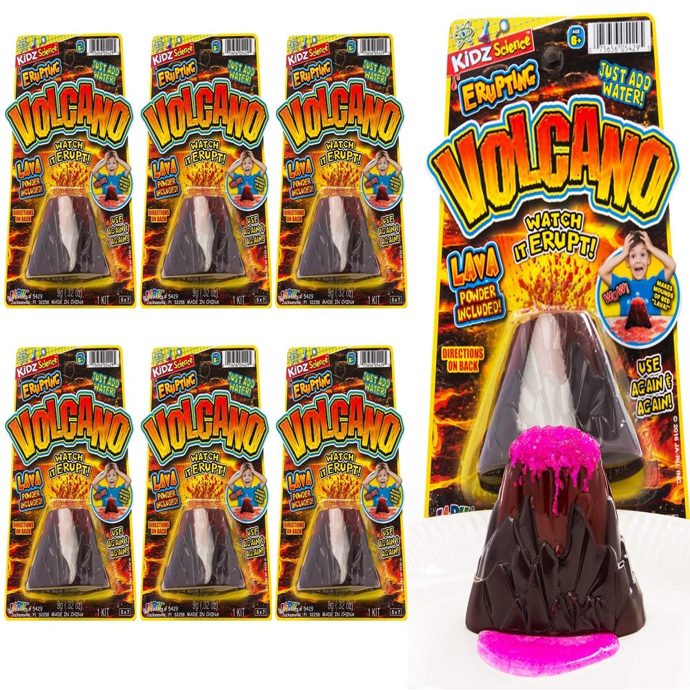 2Chill Small Erupting Volcano Toy (6 Pack) Kids Volcano Science Kit, Educational STEM Toy, Science Experiment Set, Classroom Prizes & Birthday Party Favors. 5429-6
