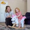 Qaba Unicorn Baby Rocking Horse Toy for Kids with Lullaby Song, Plush Ride on Horse with Heavy-Duty Support System, Interactive Toy Pretend Play Toy for Toddlers 18-36 Months view 2