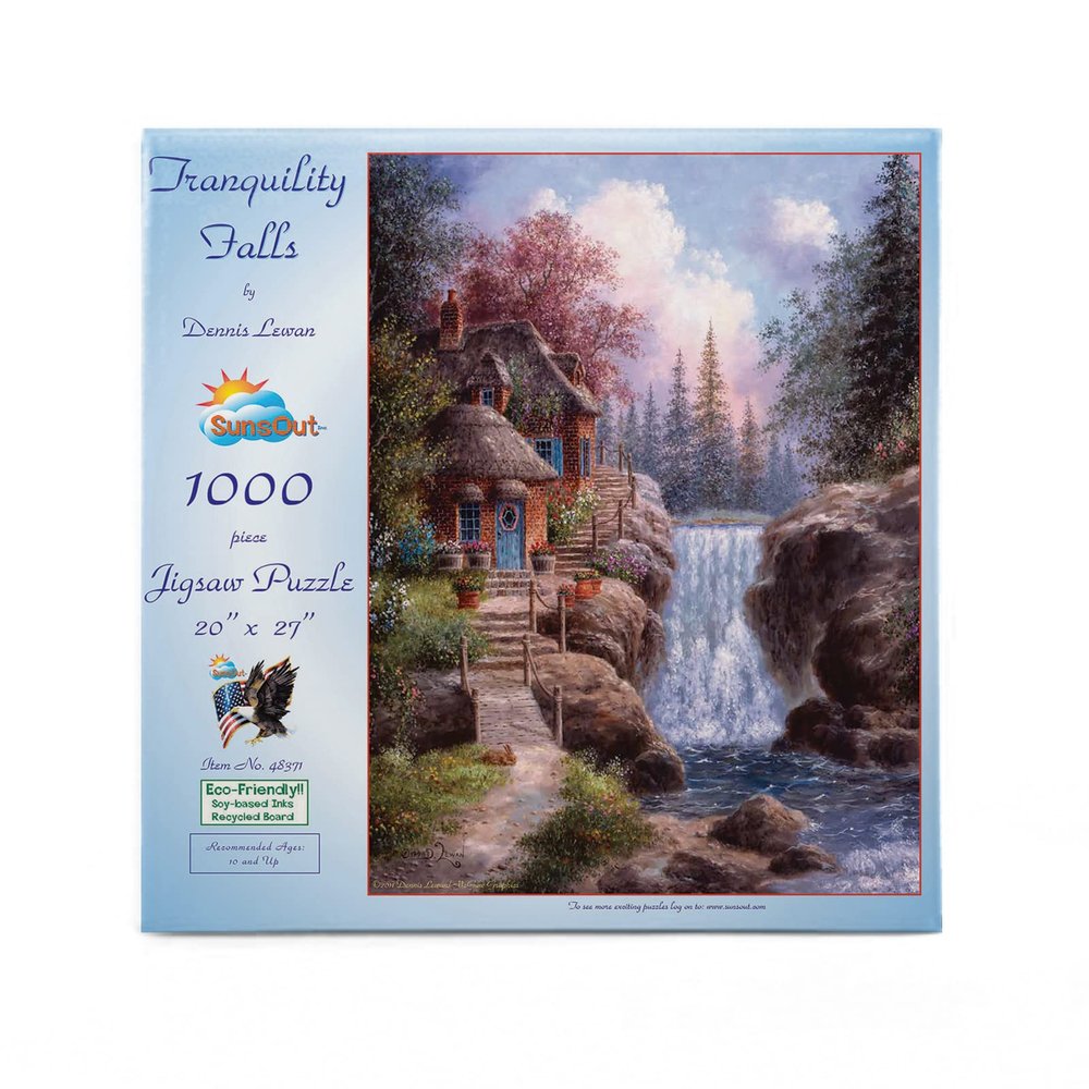 SUNSOUT INC - Tranquility Falls - 1000 pc Jigsaw Puzzle by Artist: Dennis Lewan - Finished Size 20" x 27" - MPN# 48371