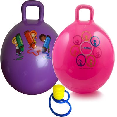Hippity Hop 45 Cm / 18 Inch Diameter Including Free Foot Pump, for Children Ages 3-6 Space Hopper, Hop Ball Bouncing Toy - 2 Balls