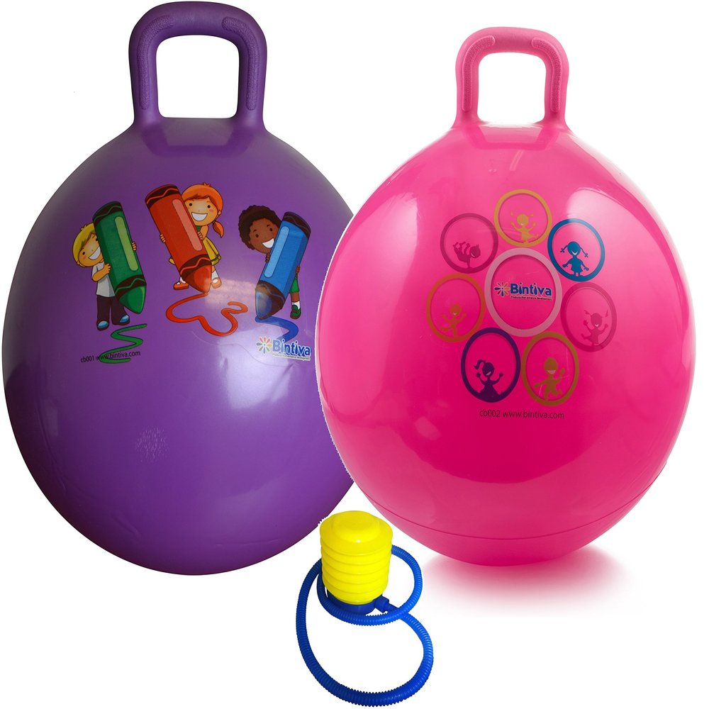 Hippity Hop 45 Cm / 18 Inch Diameter Including Free Foot Pump, for Children Ages 3-6 Space Hopper, Hop Ball Bouncing Toy - 2 Balls