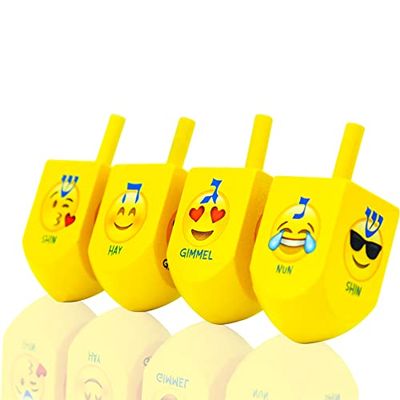The Dreidel Company Hanukkah Dreidel with Hebrew & English Transliteration Draydel (4-Pack)