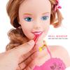 Makeup and Hair Styling Doll Head Toy Kit - Kids Pretend Play Set with Real Washable Cosmetics and Style Accessories for Little Girls view 2