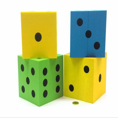Assorted Foam Dice with Black Dots D6 100mm (4in) Pack of 4 Koplow Games