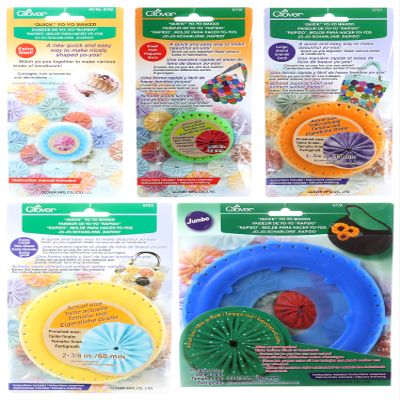 Bundle of Five (5) Quick Yo-Yo Makers: Extra Small (makes 3/4" yo-yos), Small (makes 1.25" yo-yos), Large (makes 1.75" yo-yos), Extra Large (makes 2-3/8" yo-yos), and Jumbo (makes 3.5" yo-yos)