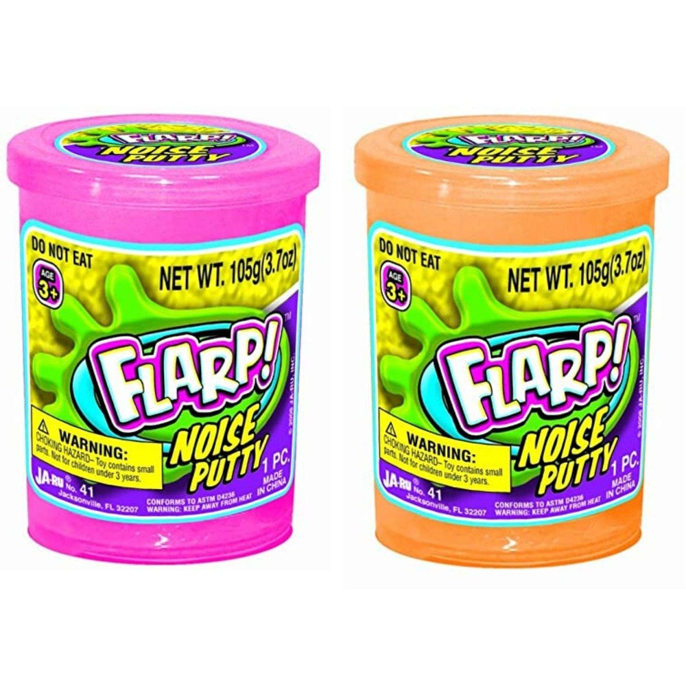 JaRu The #1 Flarp Noise Putty (2 Pack) - Fart Putty Slime Amazing Bundle - It Makes Fart Noises - Super Soft Pink and Orange Slime- 2 Pack Amazing Style (Click for More Variations)