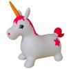 AppleRound Unicorn Bouncer with Hand Pump, Inflatable Space Hopper, Ride-on Bouncy Animal for Children (White) view 1