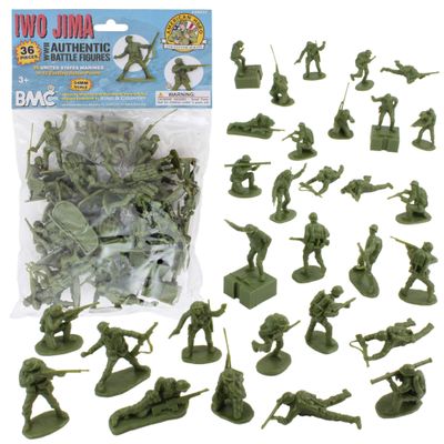 BMC WW2 Iwo Jima US Marines Plastic Army Men - 36 American Soldier Figures