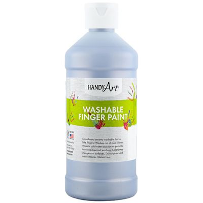 Handy Art Washable Finger Paint, Silver, 16 oz Bottle, Non Toxic Ages 3 & Up