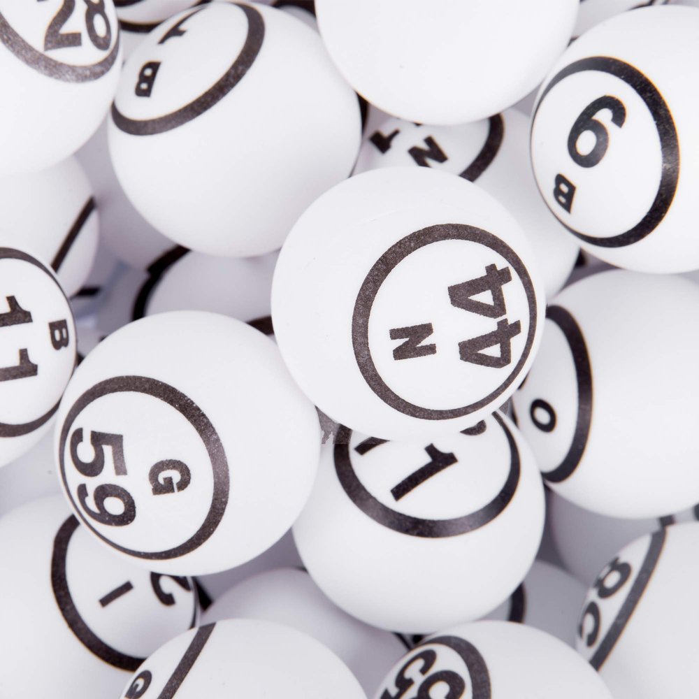 MR CHIPS Professional Bingo Balls 1.5" (38mm), White Double Number, Ping Pong Style Replacement Balls for Manual Bingo Cages & Blower Machines