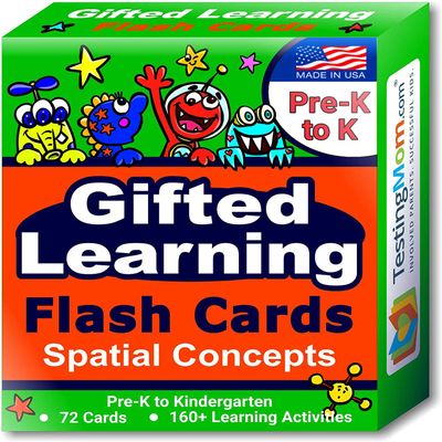 TestingMom.com Gifted Learning Flash Cards Visual Spatial Concepts for Pre-K Kindergarten Educational Practice for The NNAT Test, CogAT Test, OLSAT, WPPSI, and More!