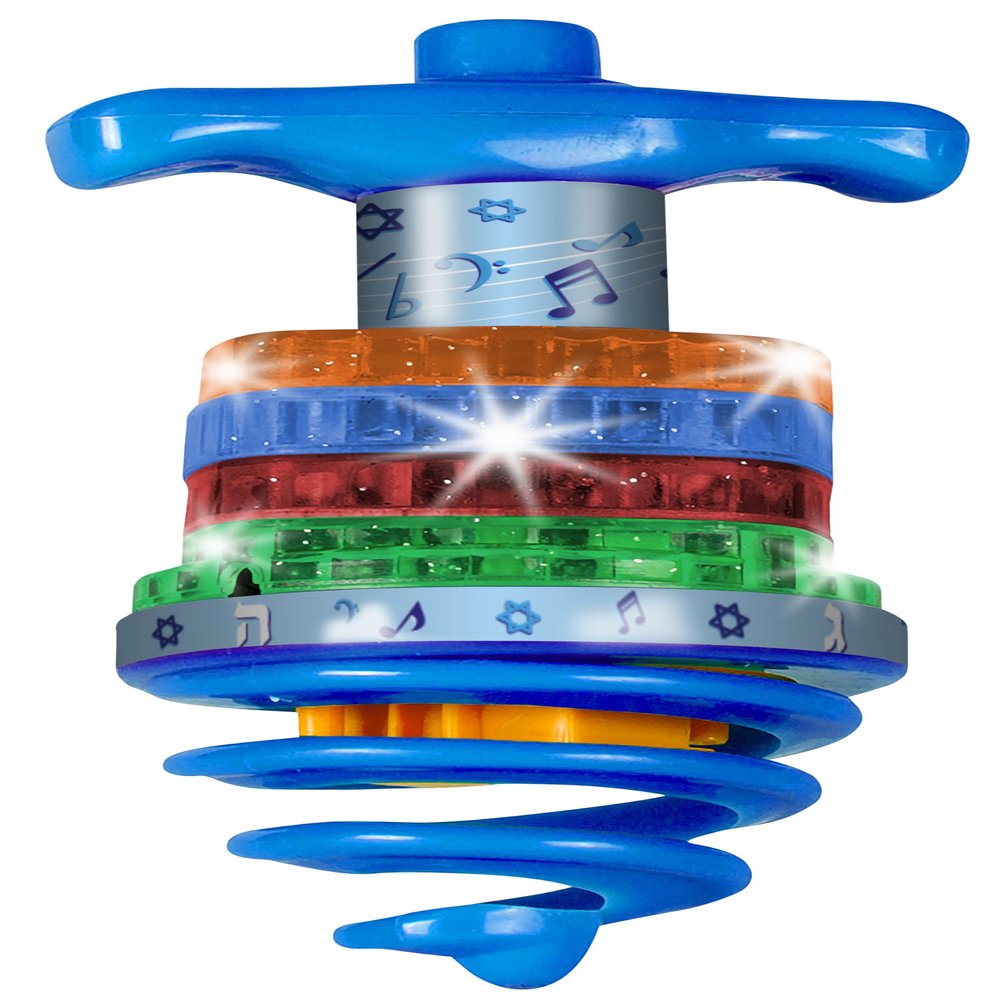 Bouncing Musical Chanukah Dreidel - Sings "Draidel" as it Bounces and Spins - Hanukah Toys, Games - Assorted Colors - by Izzy n Dizzy