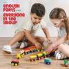 Wooden Train Set 12 PCS - Train Toys Magnetic Set Includes 3 Engines - Toy Train Sets For Kids Toddler Boys And Girls - Compatible With All Major Brands - Original - By Play22 view 3