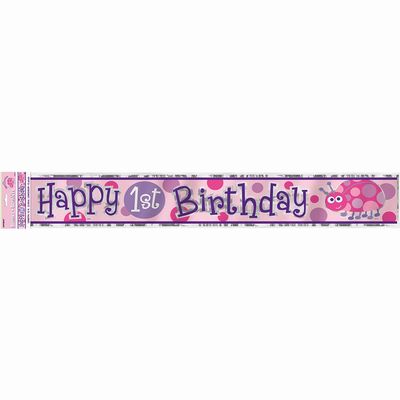12ft Foil Ladybug 1st Birthday Banner