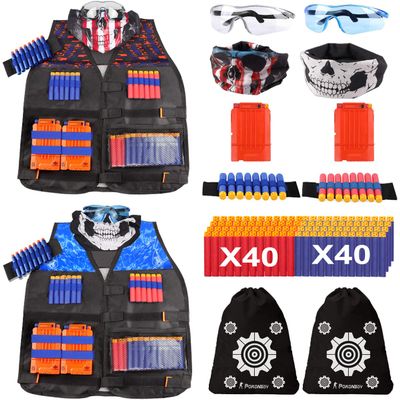 POKONBOY 2 Sets Tactical Vest Kits Compatible with Nerf Guns N-Strike Elite Series