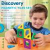 Discovery Kids 24 pcs 3D Magnetic Tile Building Blocks Construction Set in 6 Colors for Ages 4+ view 2