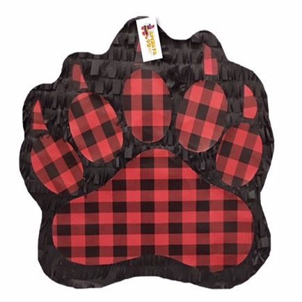 APINATA4U 17" Bear Paw Pinata Lumberjack Buffalo Plaid Red Black Paw Lumberjack Birthday Party Supplies Lumberjack Themed Pinata