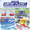 57 PCS Commercial Airport Playset with Airplane Toys, Play Vehicles, Fire Trucks, Police Cars & Figures, and Accessories in Storage Bucket for Kids Imaginative Play view 3