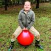 AppleRound Hippity Hoppity Jumping Ball with Pump, Bouncy Ball with Handle, 20in/50cm Diameter for Age 7-10, Kangaroo Bouncer, Space Hopper with Handle for Children, Plain Color (Red) view 4