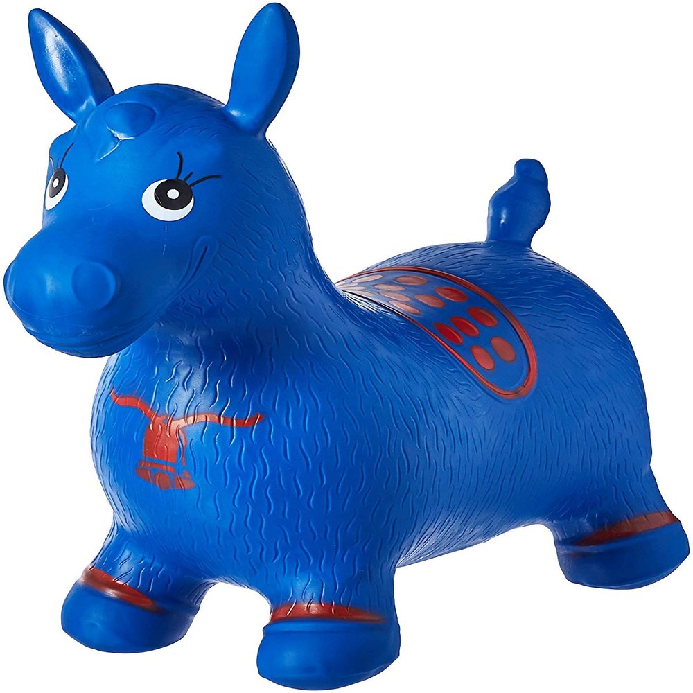 AppleRound Inflatable Ride-on Bouncy Animal Hopper Horse, Cow or Unicorn Kids Space Hopper Bouncer with Hand Pump Jumping Toy for Indoor/Outdoor Play