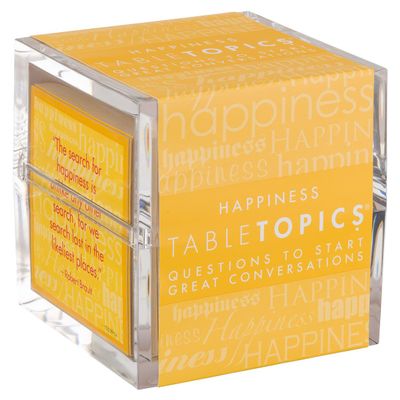 TableTopics Happiness Question Card Game - 135 Conversation Starter Cards with Tips, Ideas, & Quotes to Spark Meaningful Discussions with Adults at Dinner Parties, Girls Nights, and More