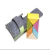 6 Piece Tegu Pocket Pouch Prism Magnetic Wooden Block Set, Tints view 1