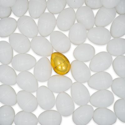 47 White Plastic Easter Eggs + 1 Surprise Golden Egg Set