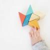 6 Piece Tegu Pocket Pouch Prism Magnetic Wooden Block Set, Sunset view 2